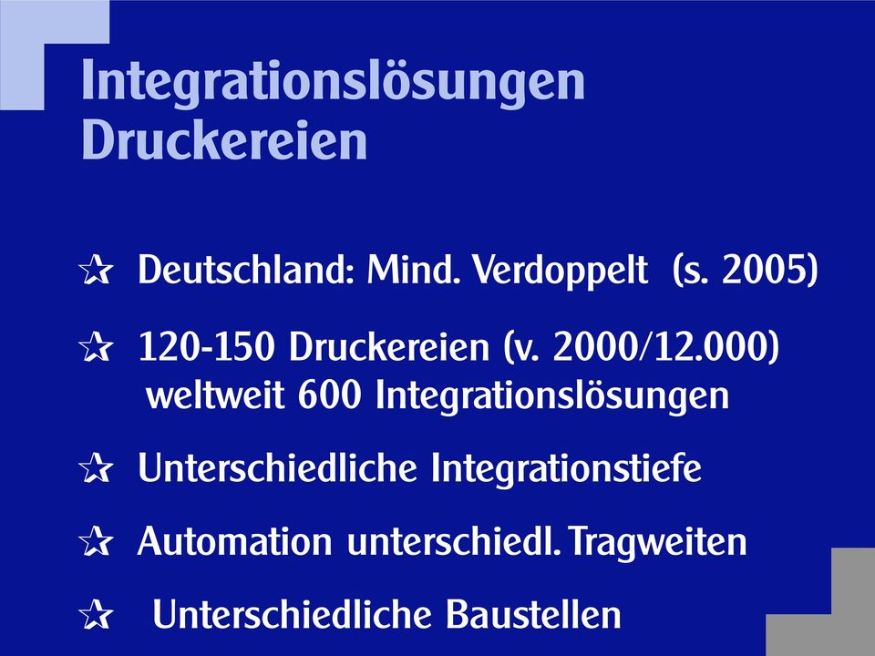 000) weltweit 600 Integrationslösungen Unterschiedliche