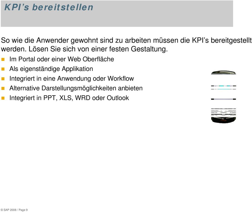 Im Portal oder einer Web Oberfläche Als eigenständige Applikation Integriert in eine