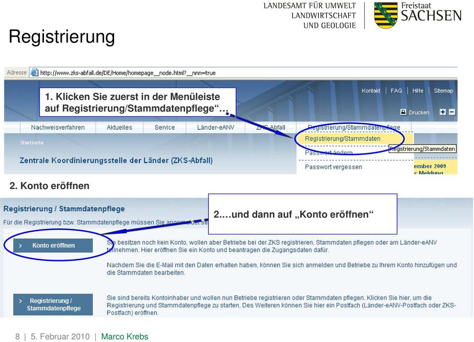 Registrierung/Stammdatenpflege 2.