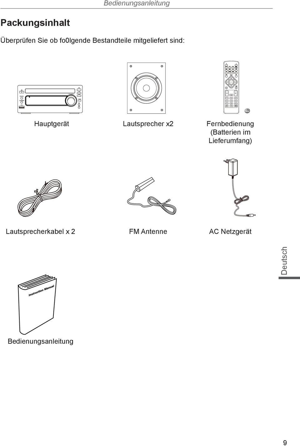 Lautsprecher x2 Fernbedienung (Batterien im Lieferumfang)