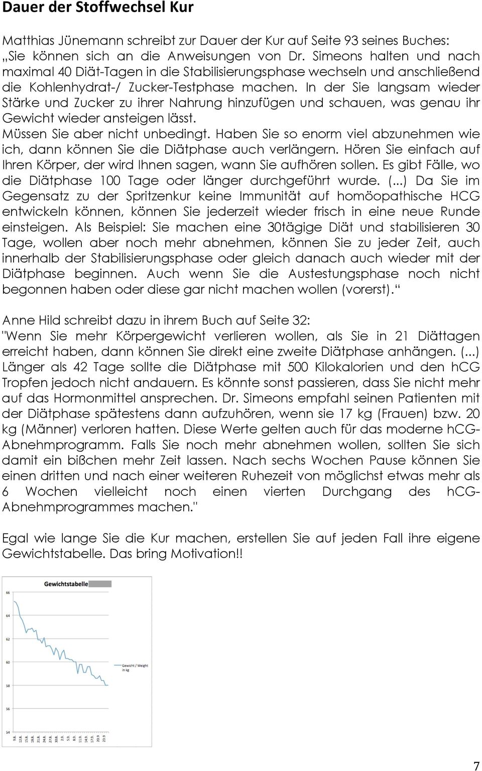 In der Sie langsam wieder Stärke und Zucker zu ihrer Nahrung hinzufügen und schauen, was genau ihr Gewicht wieder ansteigen lässt. Müssen Sie aber nicht unbedingt.