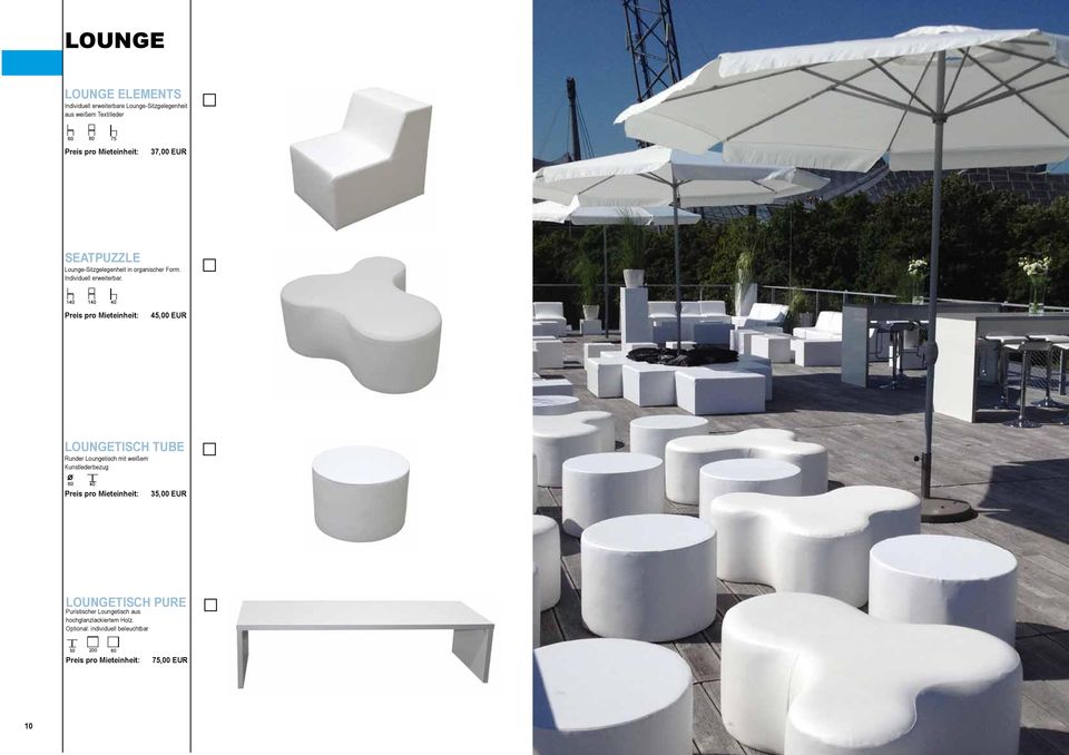 140 140 40 45,00 EUR Loungetisch Tube Runder Loungetisch mit weißem Kunstlederbezug 60 40 35,00 EUR