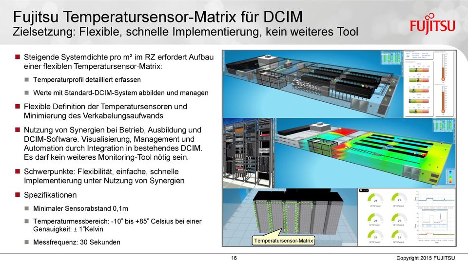 Nutzung von Synergien bei Betrieb, Ausbildung und DCIM-Software. Visualisierung, Management und Automation durch Integration in bestehendes DCIM. Es darf kein weiteres Monitoring-Tool nötig sein.