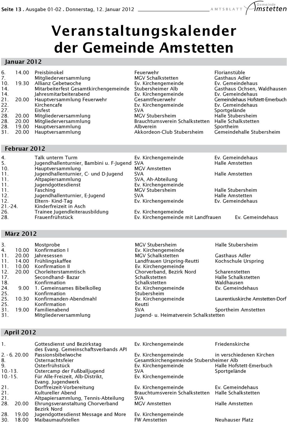 Mitarbeiterfest Gesamtkirchengemeinde Stubersheimer Alb Gasthaus Ochsen, Waldhausen 14. Jahresmitarbeiterabend Ev. Kirchengemeinde Ev. Gemeindehaus 21. 20.