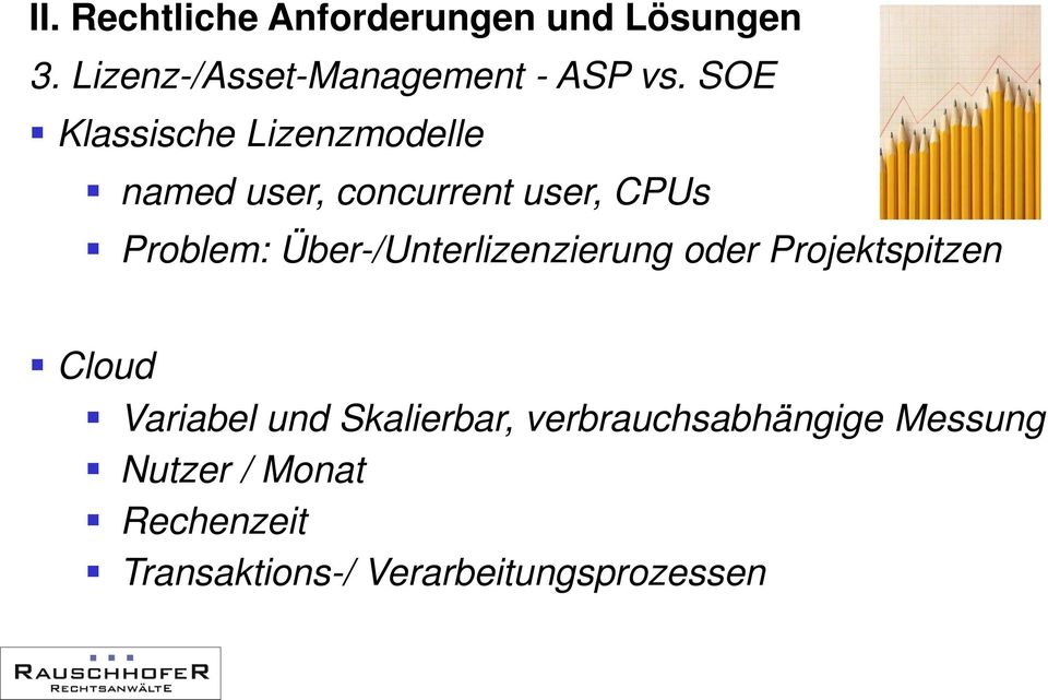 Über-/Unterlizenzierung oder Projektspitzen Cloud Variabel und Skalierbar,