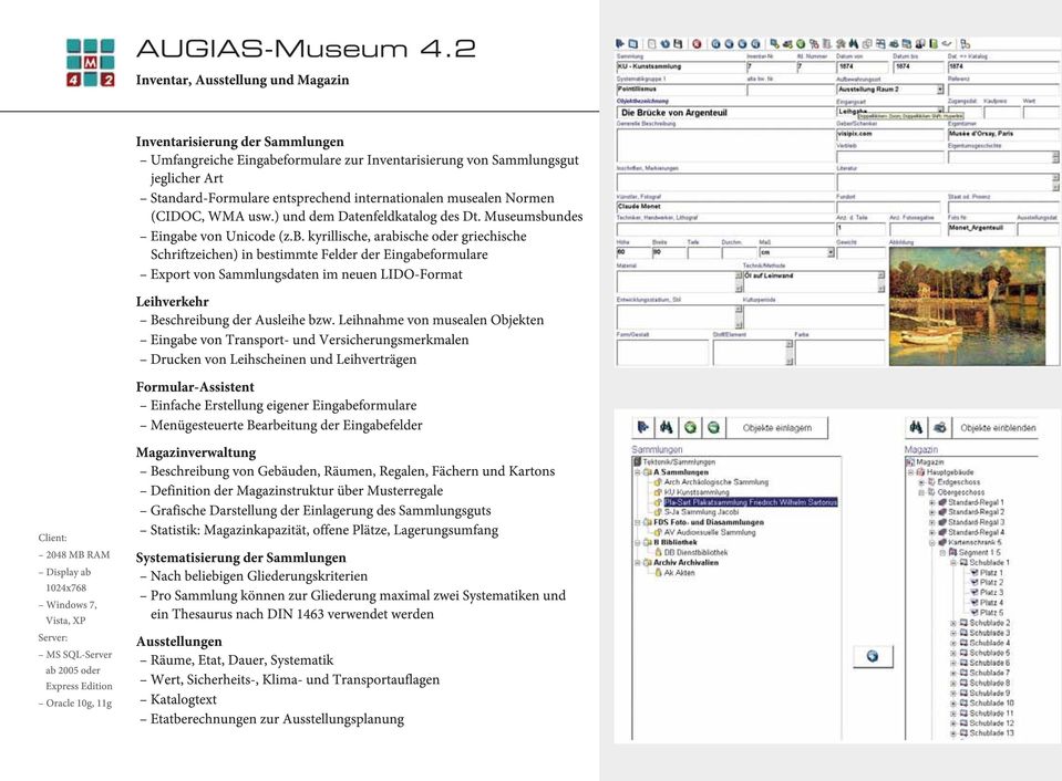 musealen Normen (CIDOC, WMA usw.) und dem Datenfeldkatalog des Dt. Museumsbu