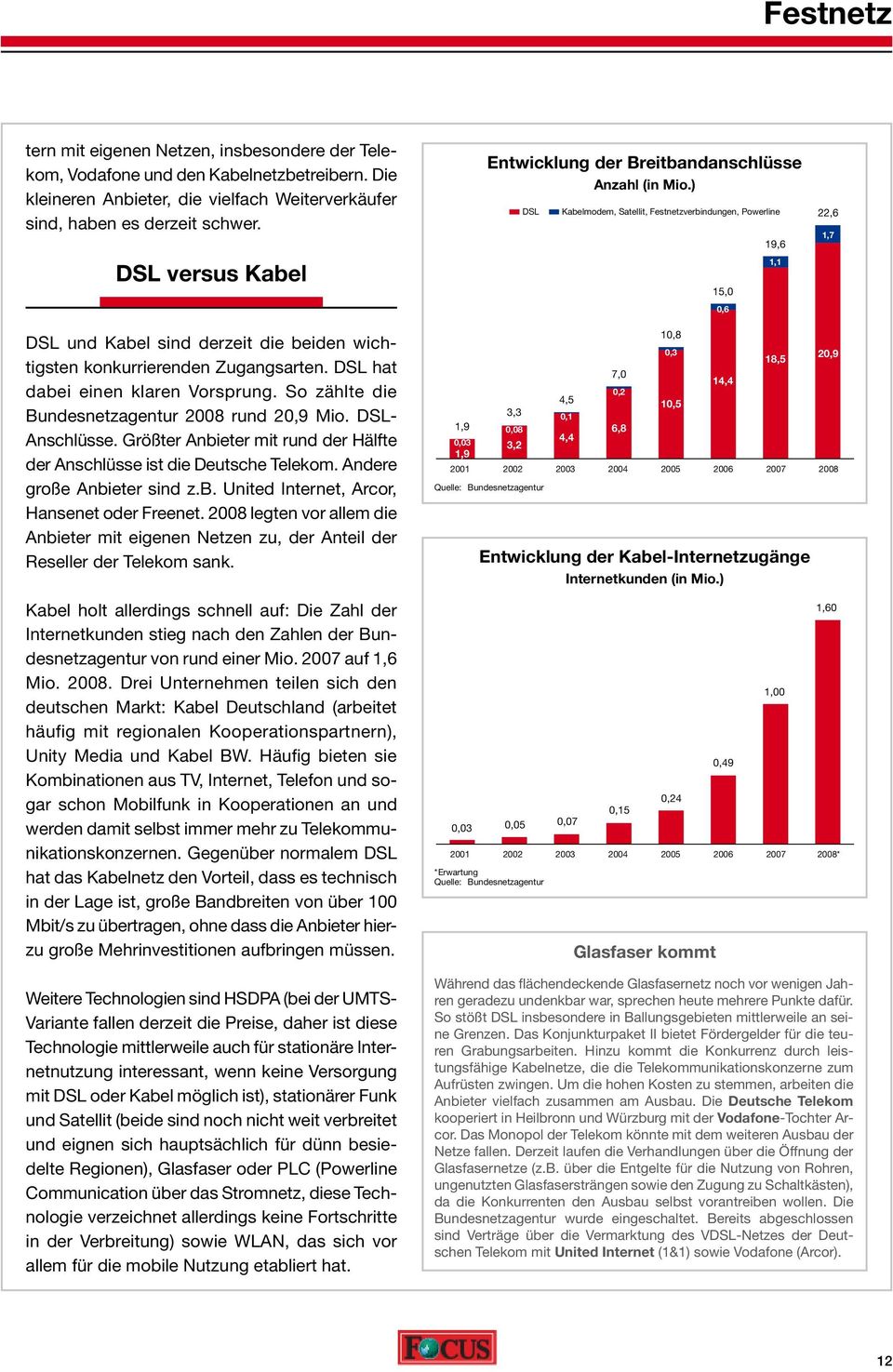 Größter Anbieter mit rund der Hälfte der Anschlüsse ist die Deutsche Telekom. Andere große Anbieter sind z.b. United Internet, Arcor, Hansenet oder Freenet.