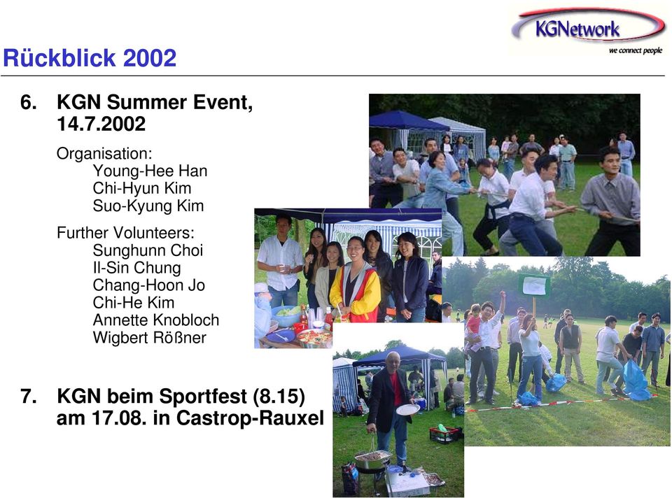 Further Volunteers: Sunghunn Choi Il-Sin Chung Chang-Hoon Jo