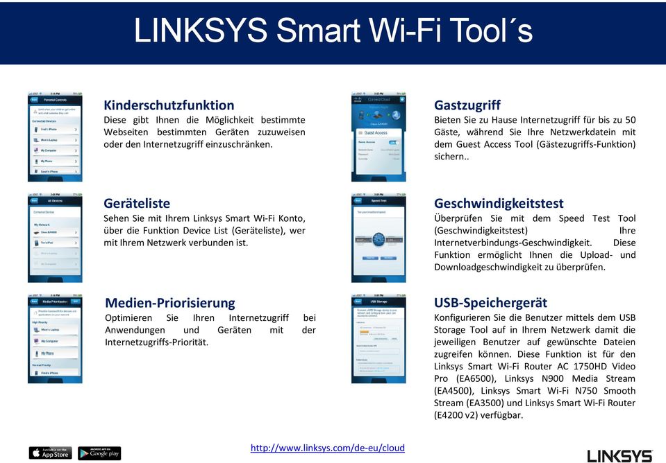 . Geräteliste Sehen Sie mit Ihrem Linksys Smart Wi-Fi Konto, über die Funktion Device List (Geräteliste), wer mit Ihrem Netzwerk verbunden ist.