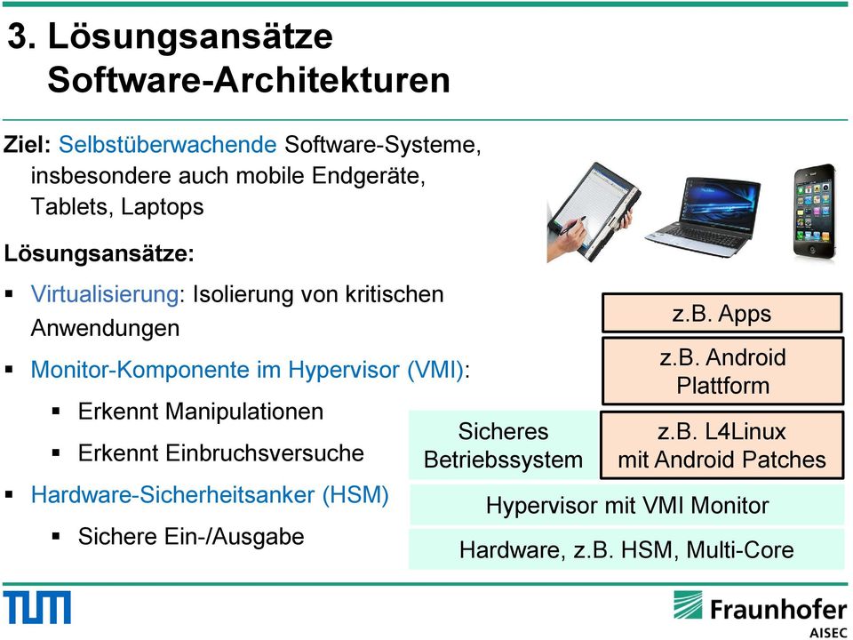 (VMI): Erkennt Manipulationen Erkennt Einbruchsversuche Hardware-Sicherheitsanker (HSM) Sichere Ein-/Ausgabe Sicheres