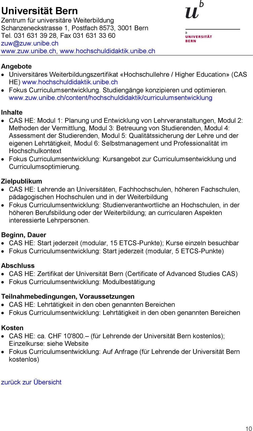 Studiengänge konzipieren und optimieren. www.zuw.unibe.