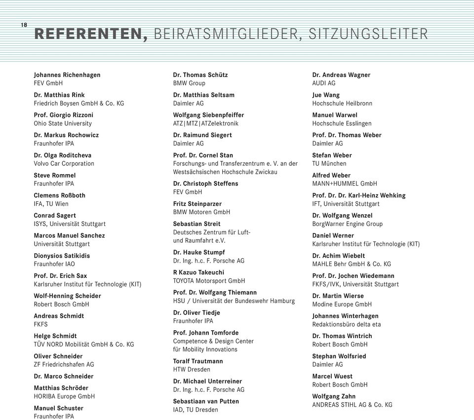 IAO Prof. Dr. Erich Sax Karlsruher Institut für Technologie (KIT) Wolf-Henning Scheider Robert Bosch GmbH Andreas Schmidt FKFS Helge Schmidt TÜV NORD Mobilität GmbH & Co.