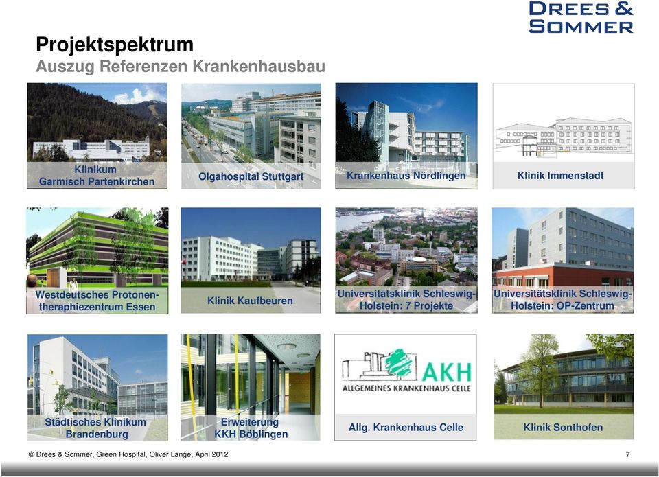 Schleswig- Holstein: 7 Projekte Universitätsklinik Schleswig- Holstein: OP-Zentrum Städtisches Klinikum Brandenburg