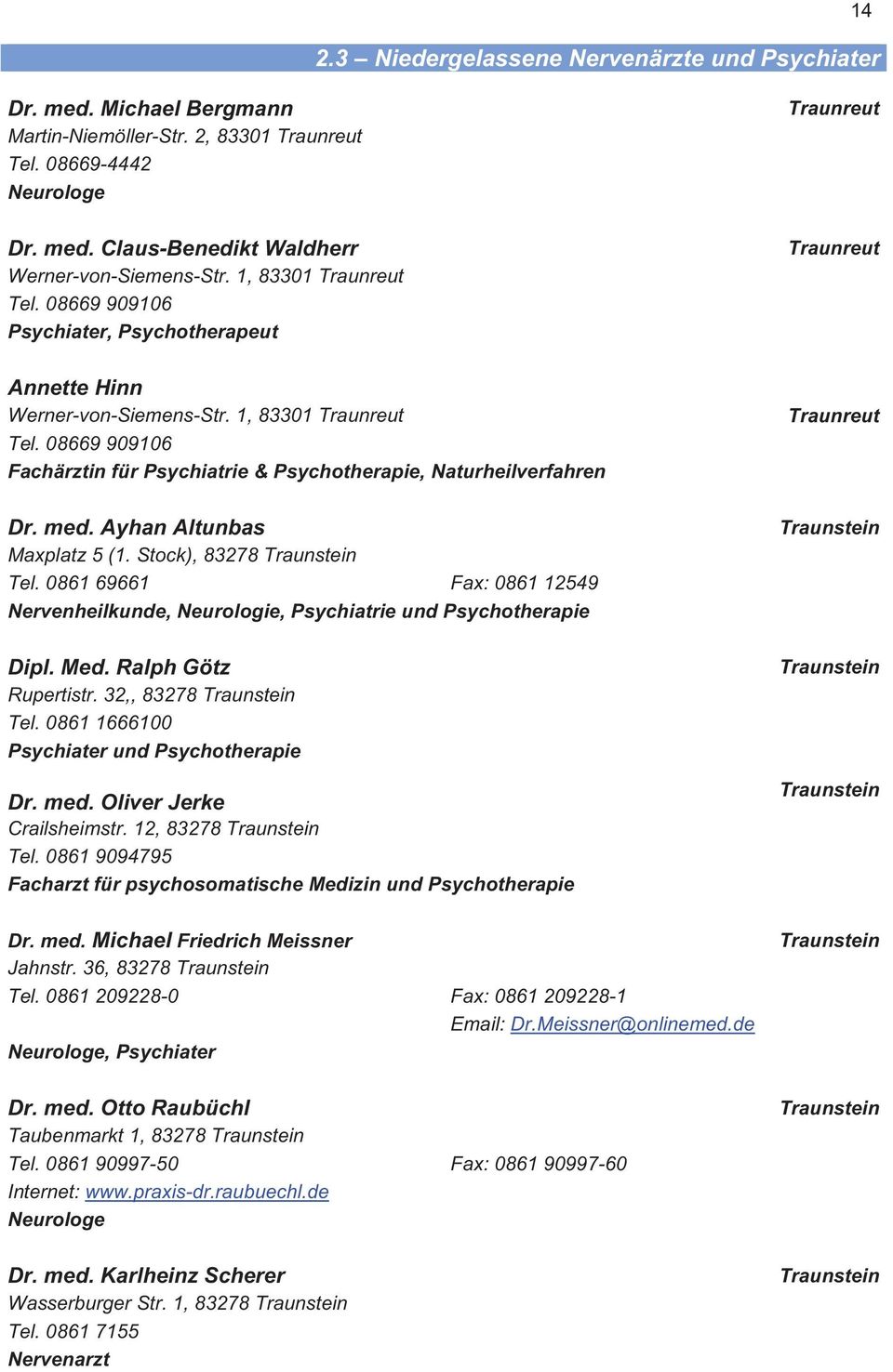 08669 909106 Fachärztin für Psychiatrie & Psychotherapie, Naturheilverfahren Dr. med. Ayhan Altunbas Maxplatz 5 (1. Stock), 83278 Tel.