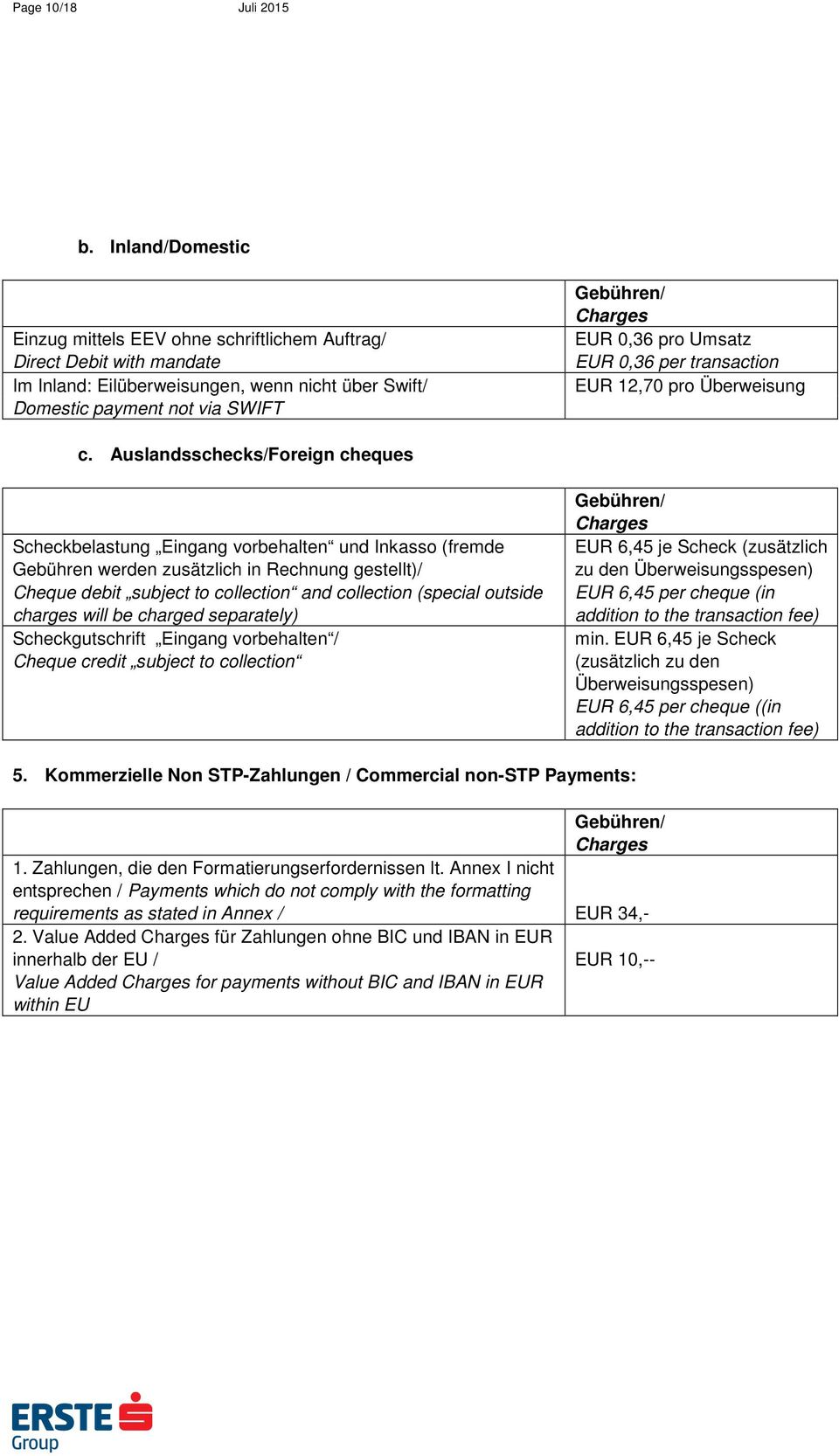 0,36 per transaction EUR 12,70 pro Überweisung c.