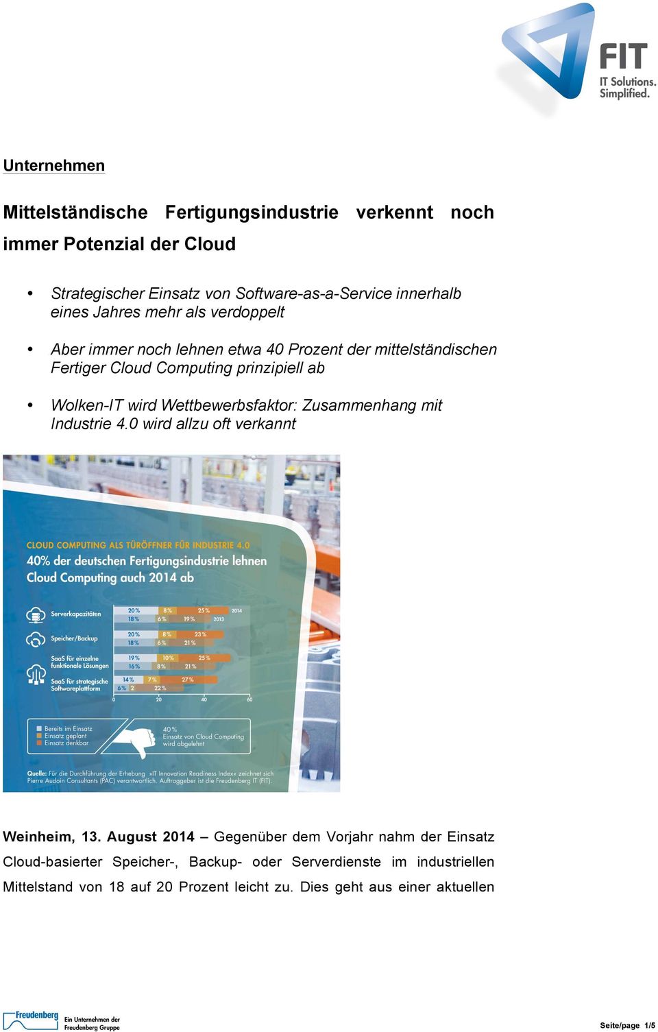 Wettbewerbsfaktor: Zusammenhang mit Industrie 4.0 wird allzu oft verkannt Weinheim, 13.