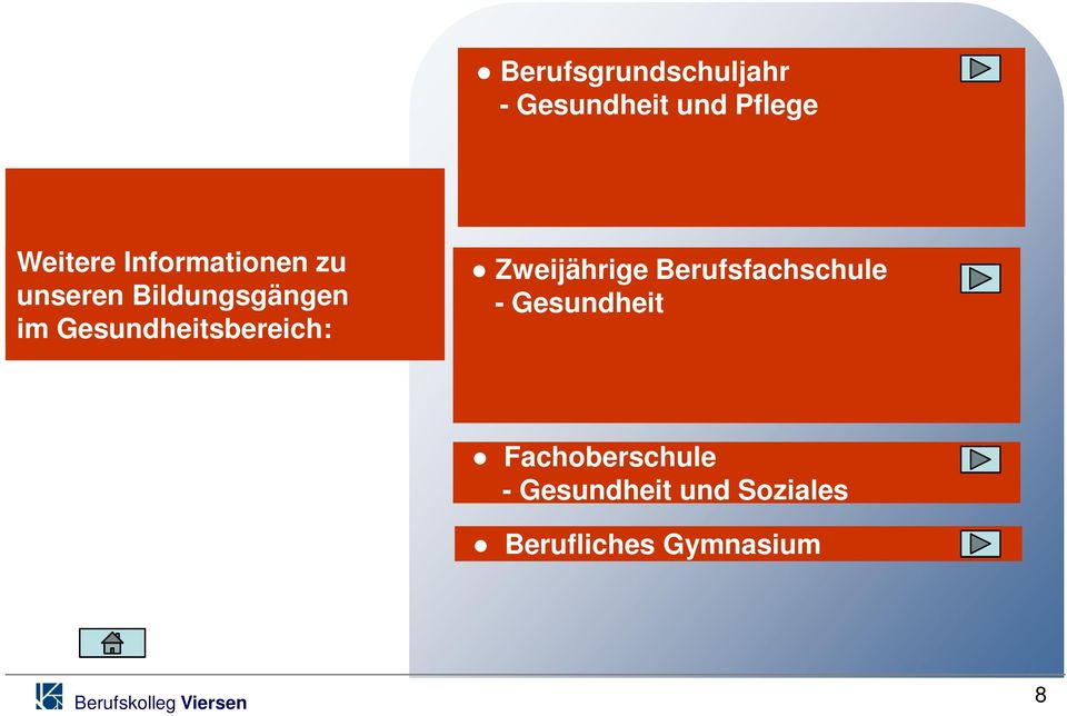 Gesundheitsbereich: Zweijährige Berufsfachschule -