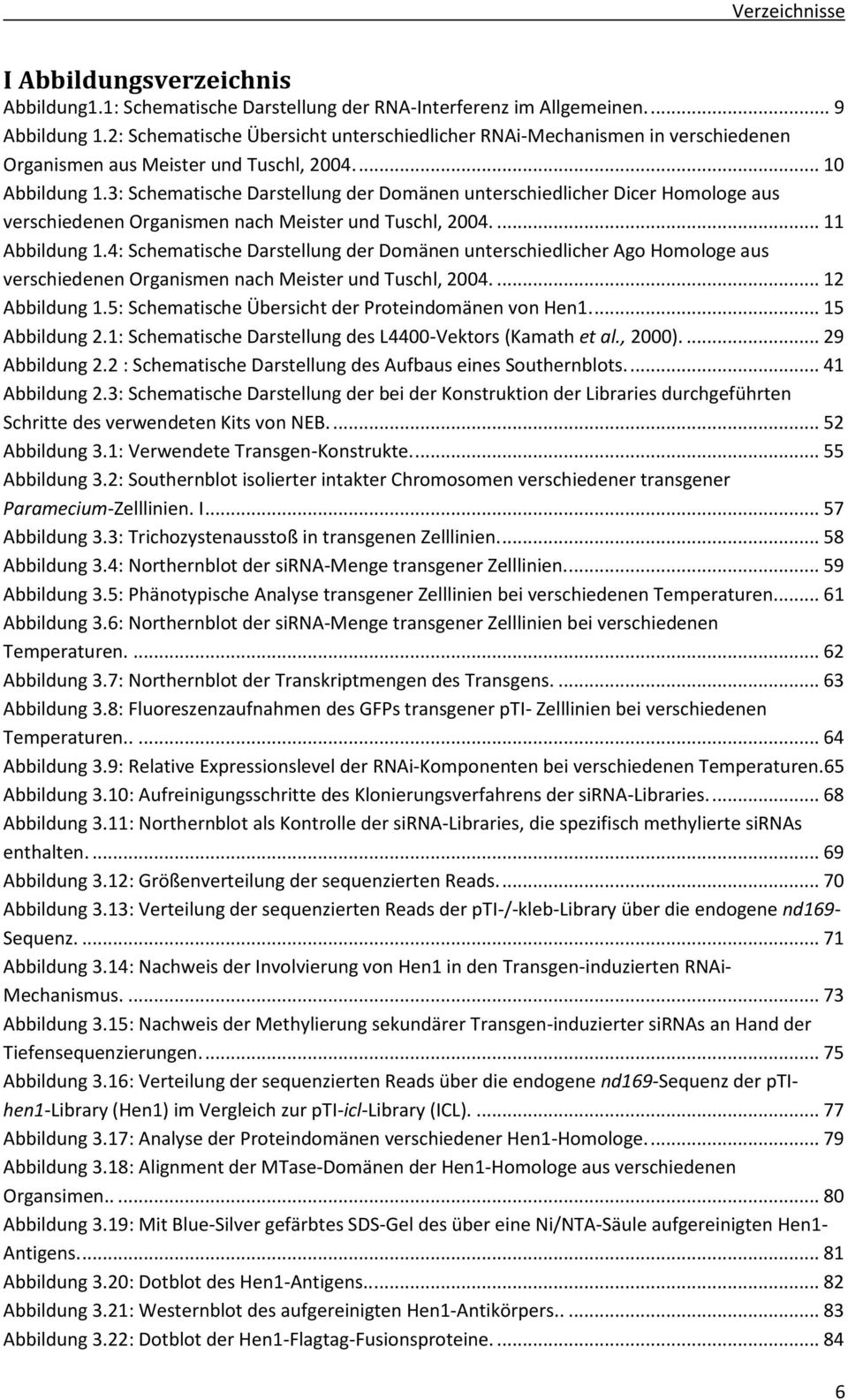 3: Schematische Darstellung der Domänen unterschiedlicher Dicer Homologe aus verschiedenen Organismen nach Meister und Tuschl, 2004.... 11 Abbildung 1.