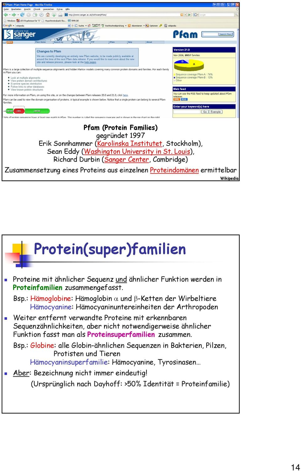 Funktion werden in Proteinfamilien zusammengefasst. Bsp.