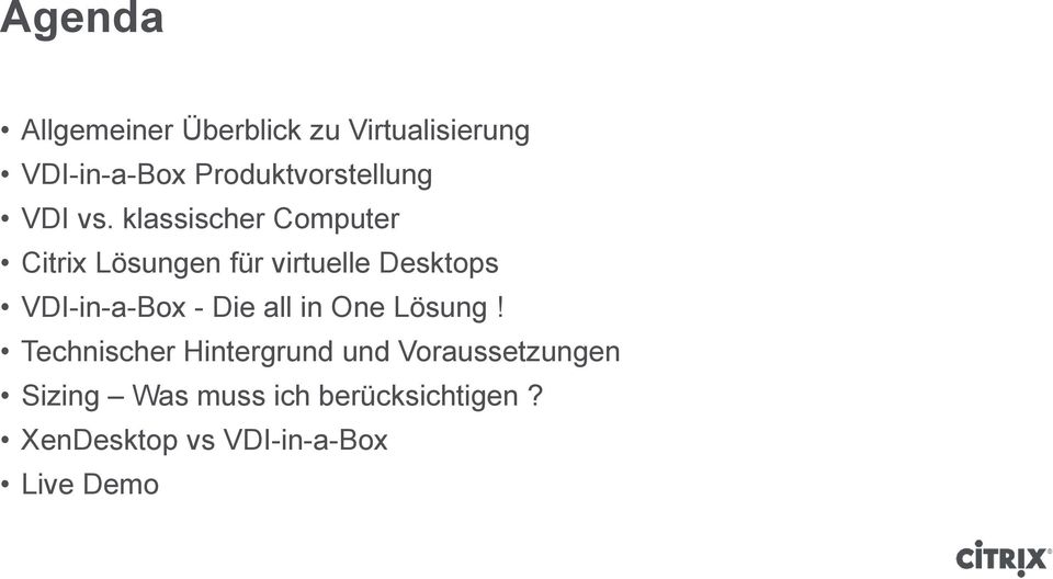 klassischer Computer Citrix Lösungen für virtuelle Desktops VDI-in-a-Box -
