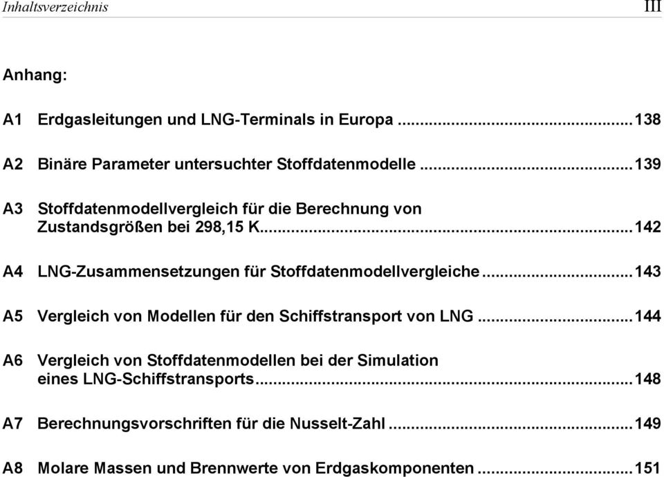 ..142 A4 LNG-Zusammensetzungen für Stoffdatenmodellvergleiche...143 A5 Vergleich von Modellen für den Schiffstransport von LNG.