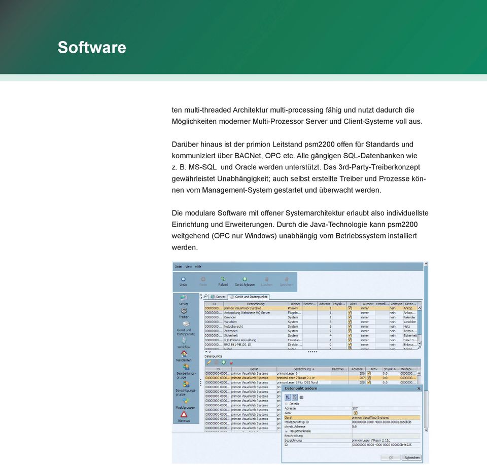 Das 3rd-Party-Treiberkonzept gewährleistet Unabhängigkeit; auch selbst erstellte Treiber und Prozesse können vom Management-System gestartet und überwacht werden.