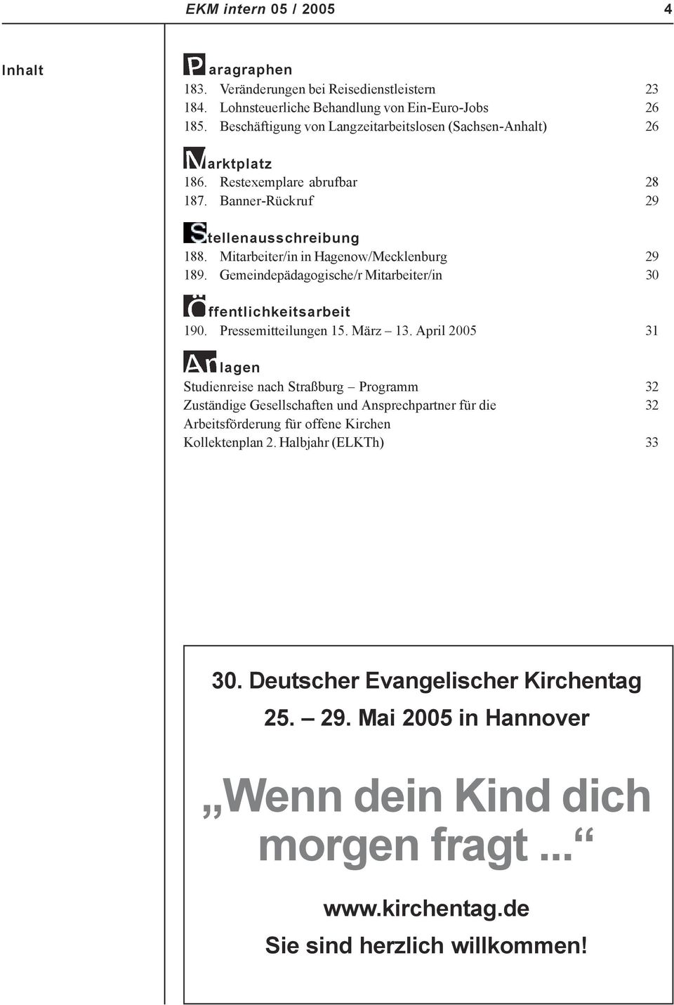 Gemeindepädagogische/r Mitarbeiter/in 30 ffentlichkeitsarbeit 190. Pressemitteilungen 15. März 13.