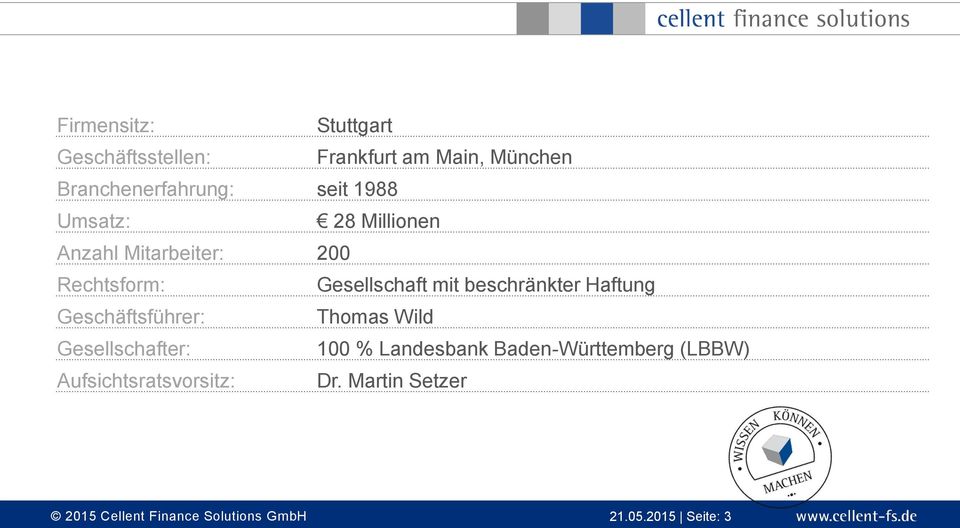 Haftung Geschäftsführer: Thomas Wild Gesellschafter: 100 % Landesbank Baden-Württemberg