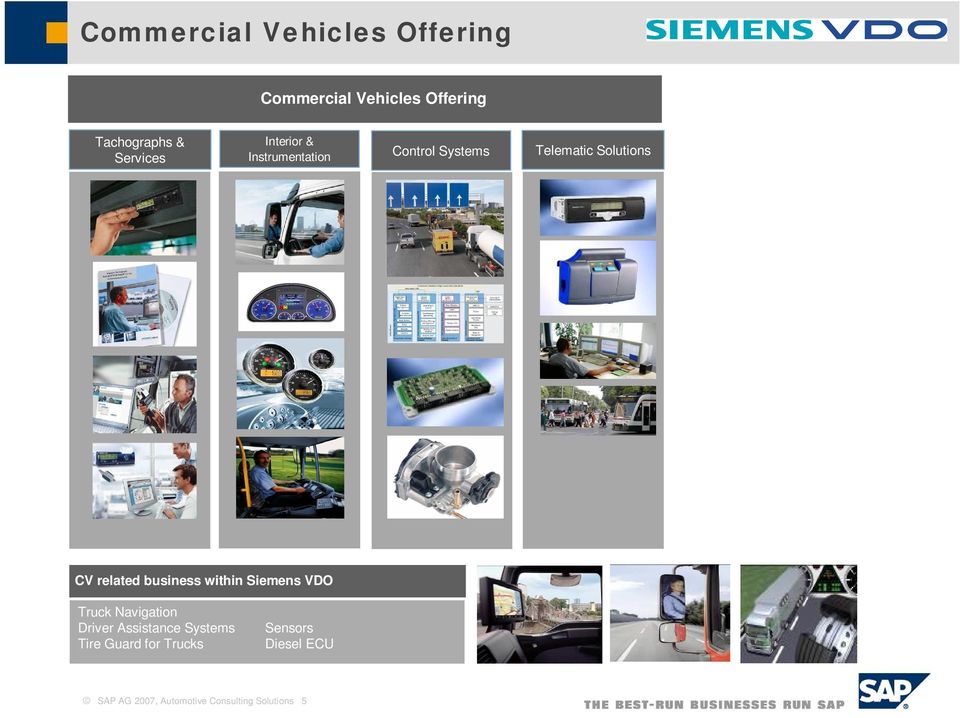 related business within Siemens VDO Truck Navigation Driver Assistance Systems