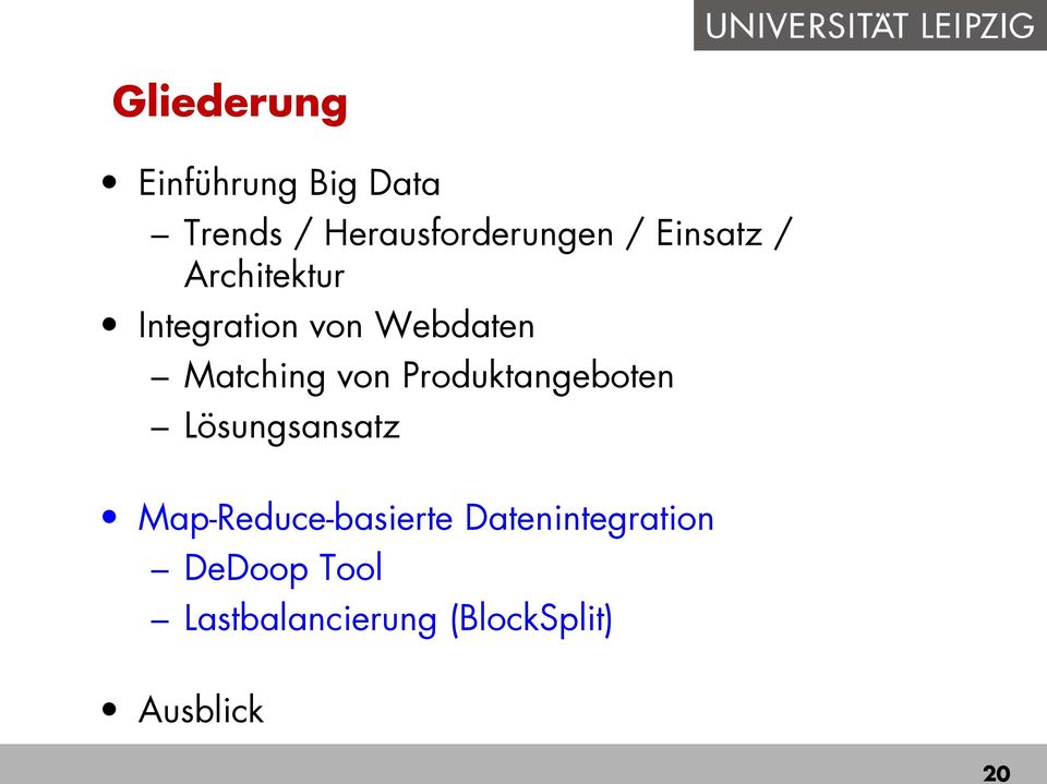 von Produktangeboten Lösungsansatz Map-Reduce-basierte