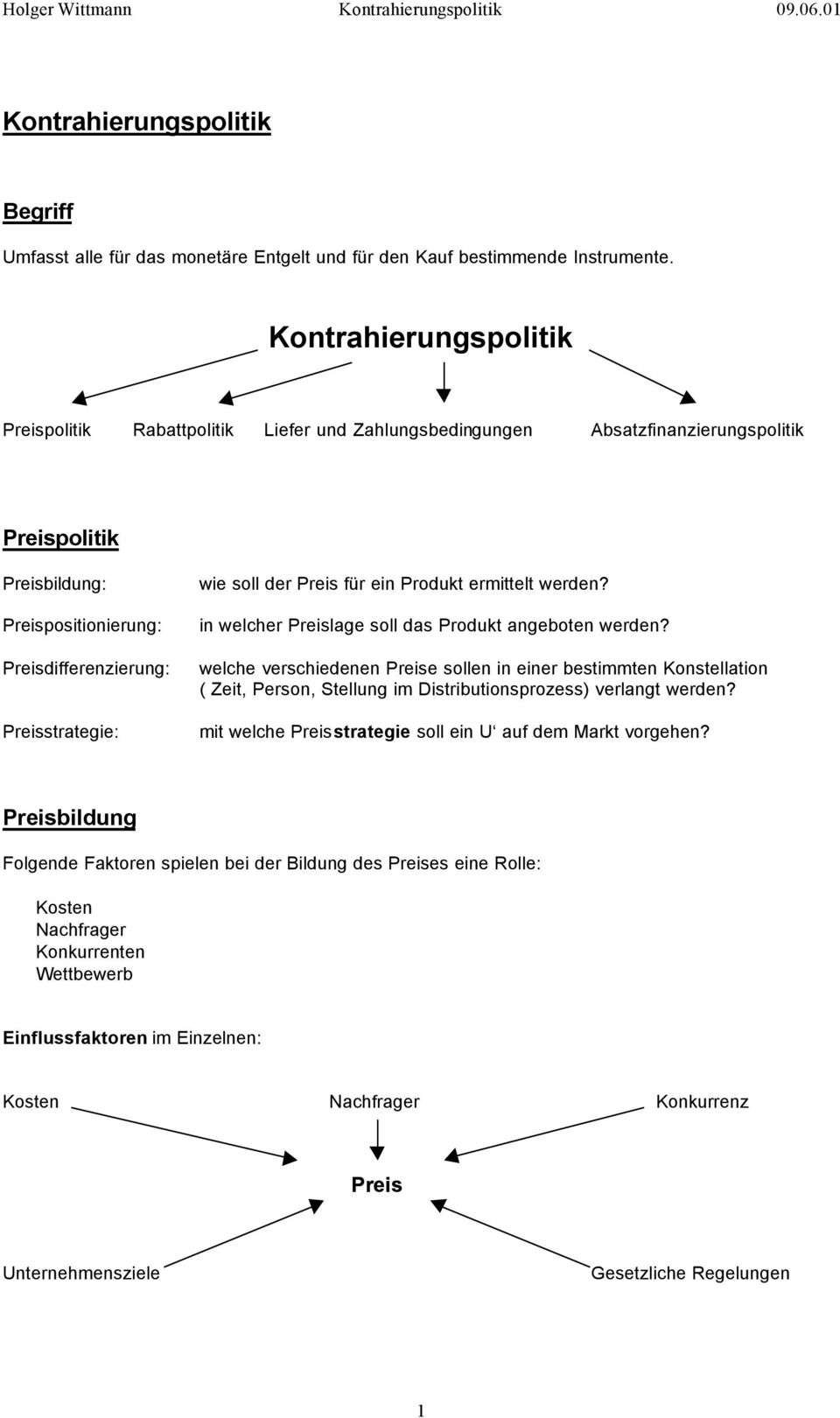 soll der Preis für ein Produkt ermittelt werden? in welcher Preislage soll das Produkt angeboten werden?