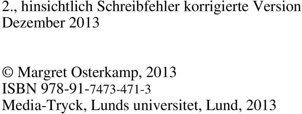 Margret Osterkamp, 2013 ISBN