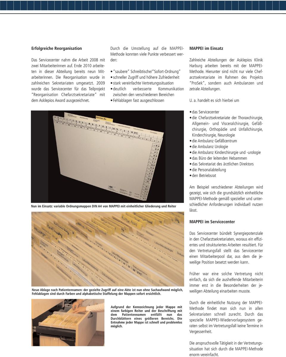 Durch die Umstellung auf die MAPPEI- Methode konnten viele Punkte verbessert werden: saubere Schreibtische/ Sofort-Ordnung schneller Zugriff und höhere Zufriedenheit stark vereinfachte