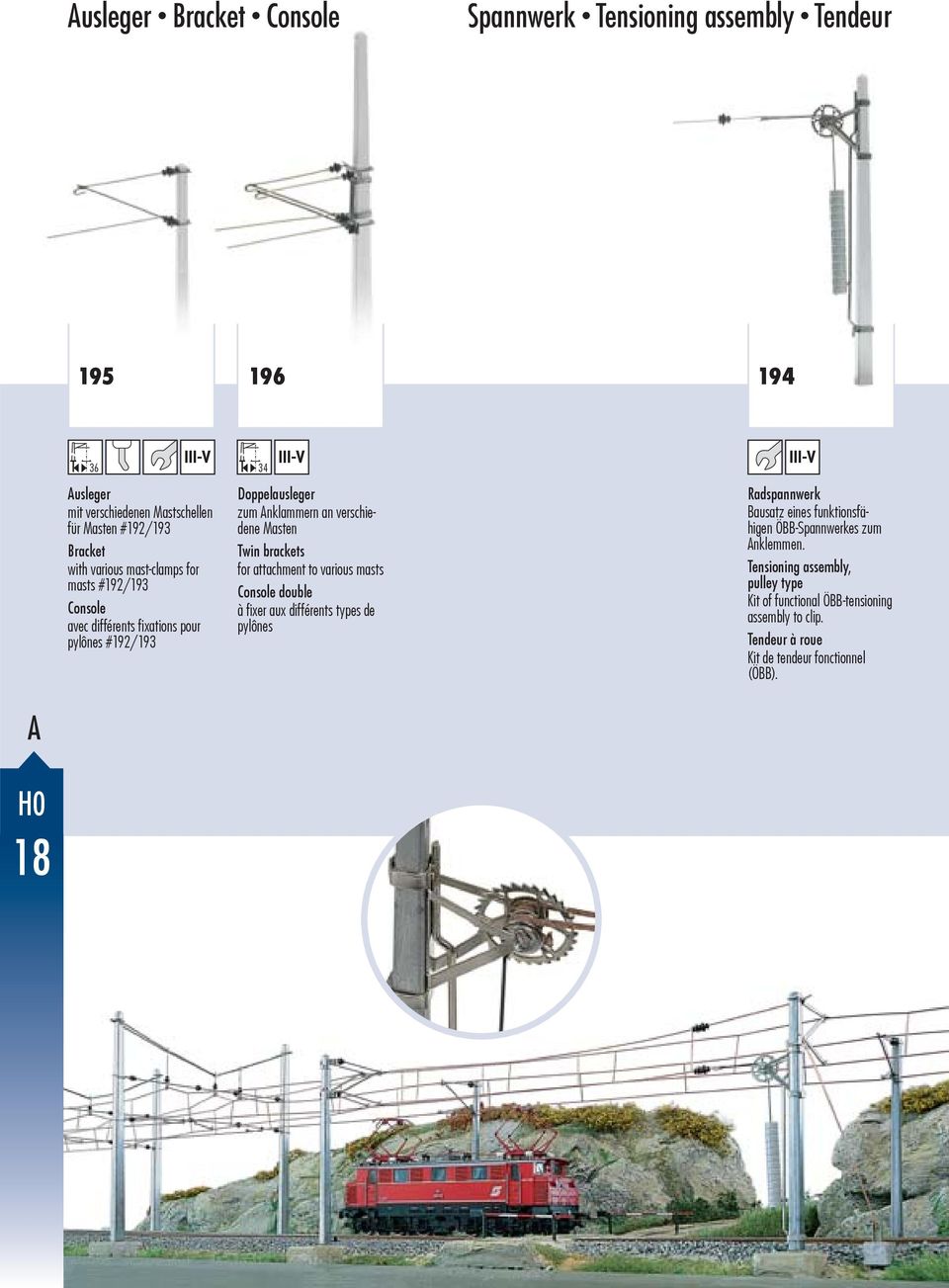 brackets for attachment to various masts Console double à fi xer aux différents types de pylônes Radspannwerk Bausatz eines funktionsfähigen