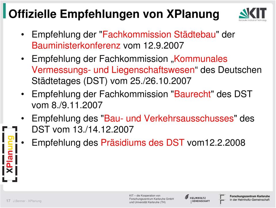 vom 25./26.10.2007 Empfehlung der Fachkommission "Baurecht" des DST vom 8./9.11.