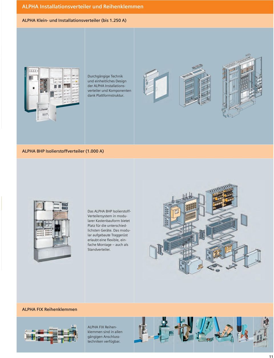 000 A) Das ALPHA 8HP IsolierstoffVerteilersystem in modularer Kastenbauform bietet Platz für die unterschiedlichsten Geräte.