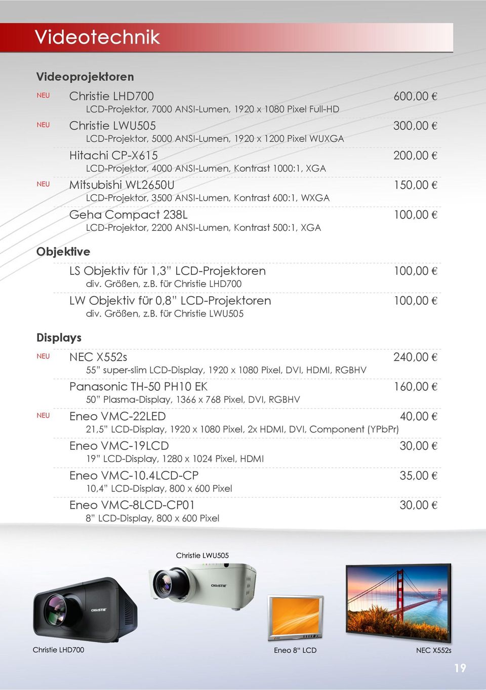 LCD-Projektor, 2200 ANSI-Lumen, Kontrast 500:1, XGA LS Obj