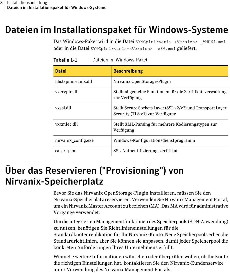 dll Dateien im Windows-Paket Beschreibung Nirvanix OpenStorage-Plugin Stellt allgemeine Funktionen für die Zertifikatsverwaltung zur Verfügung Stellt Secure Sockets Layer (SSL v2/v3) und Transport