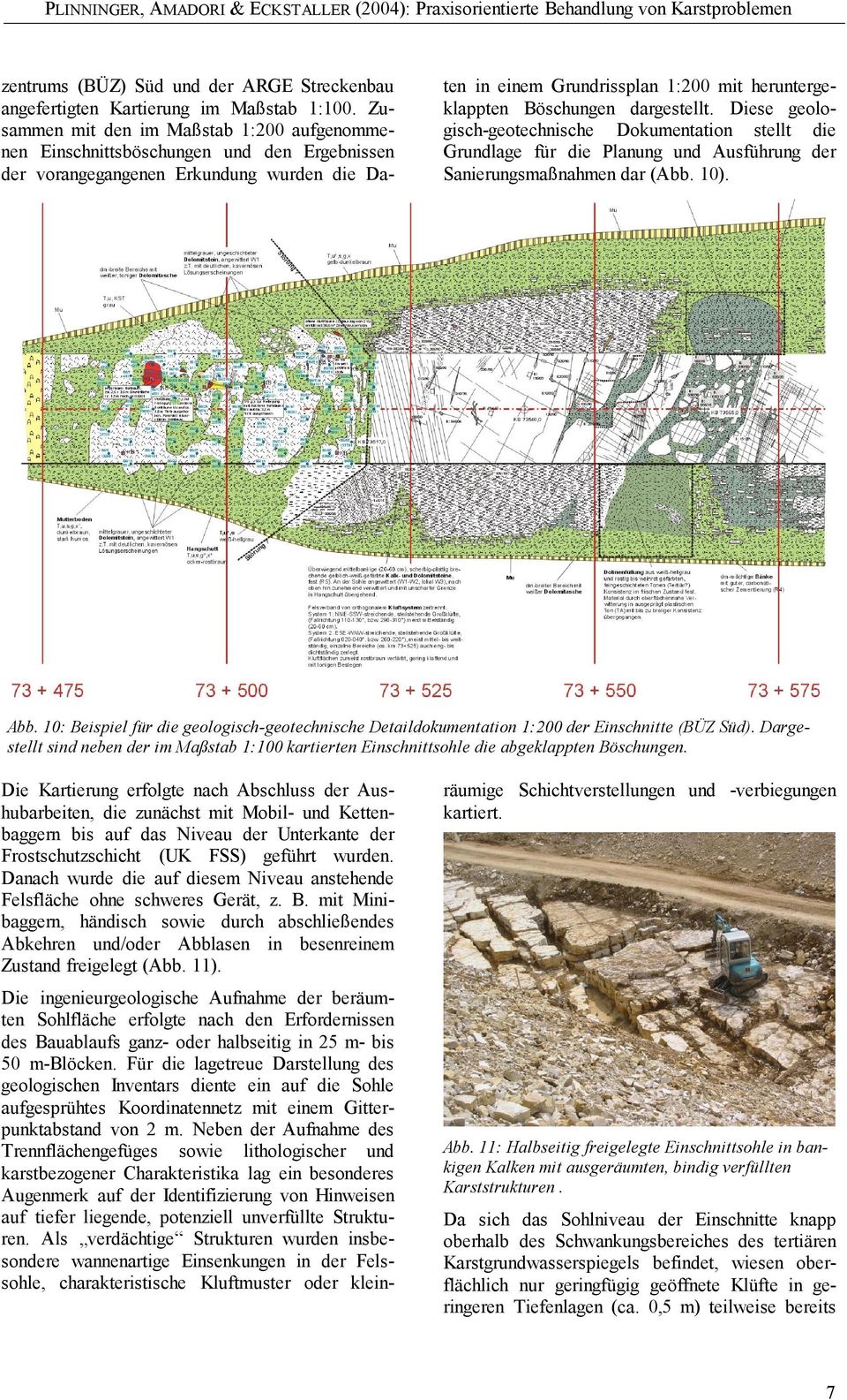 Böschungen dargestellt. Diese geologisch-geotechnische Dokumentation stellt die Grundlage für die Planung und Ausführung der Sanierungsmaßnahmen dar (Abb. 10). Abb.