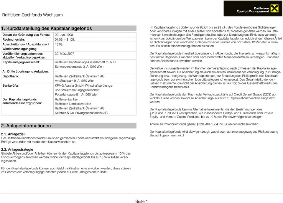 März 2007 Kapitalanlagegesellschaft: Raiffeisen Kapitalanlage-Gesellschaft m. b. H.