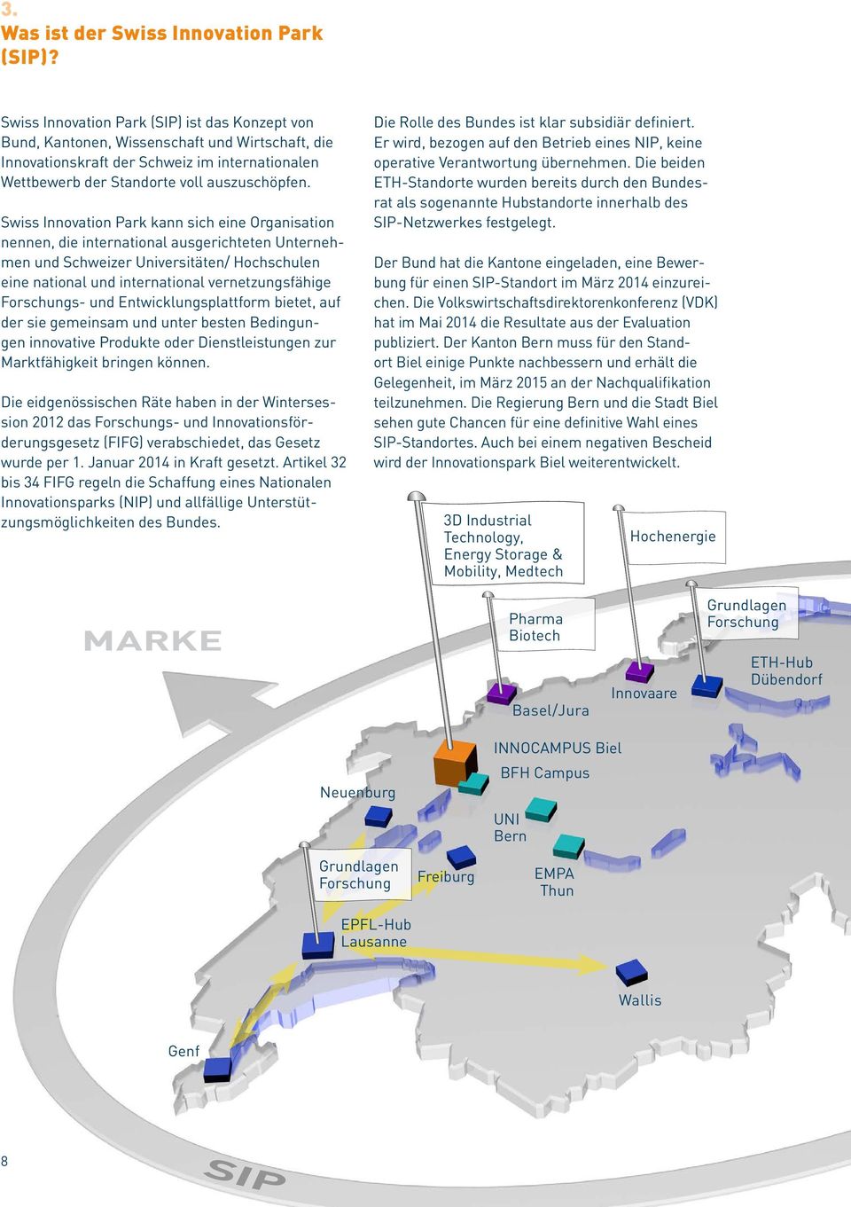 Swiss Innovation Park kann sich eine Organisation nennen, die international ausgerichteten Unternehmen und Schweizer Universitäten/ Hochschulen eine national und international vernetzungsfähige