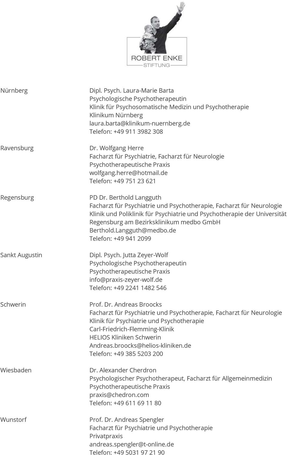 Wolfgang Herre Facharzt für Psychiatrie, Facharzt für Neurologie wolfgang.herre@hotmail.de Telefon: +49 751 23 621 PD Dr.