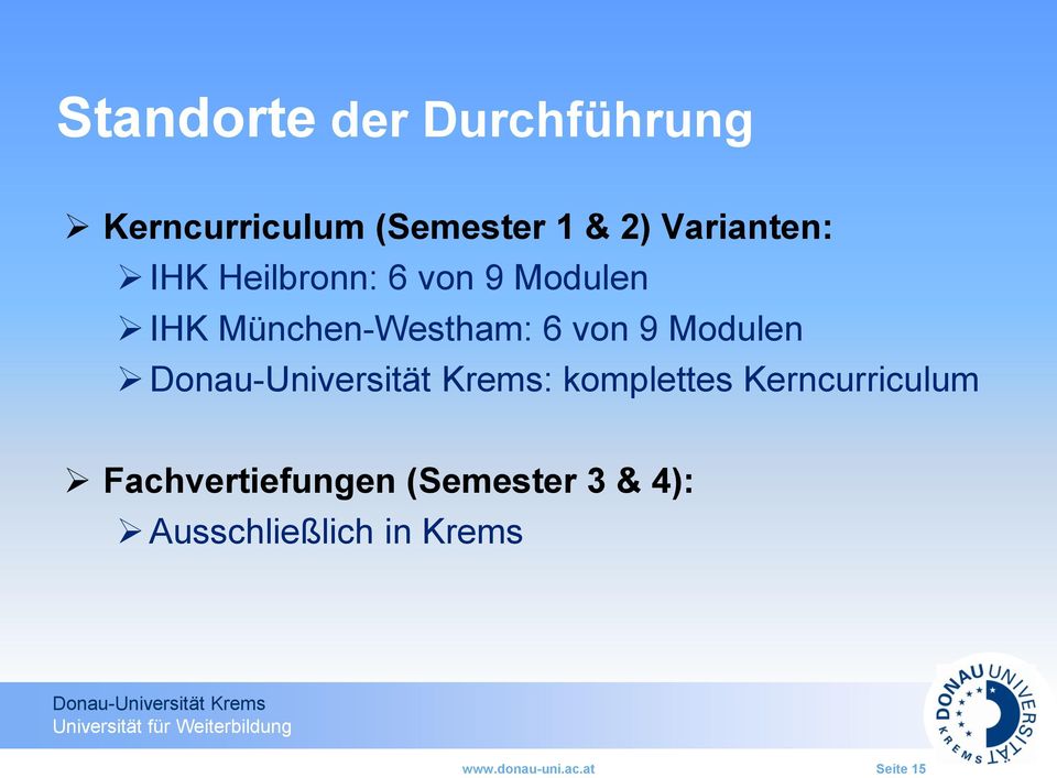 6 von 9 Modulen : komplettes Kerncurriculum Fachvertiefungen