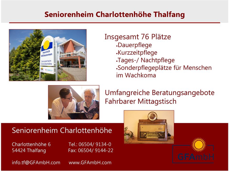 Beratungsangebote Fahrbarer Mittagstisch Seniorenheim Charlottenhöhe Charlottenhöhe