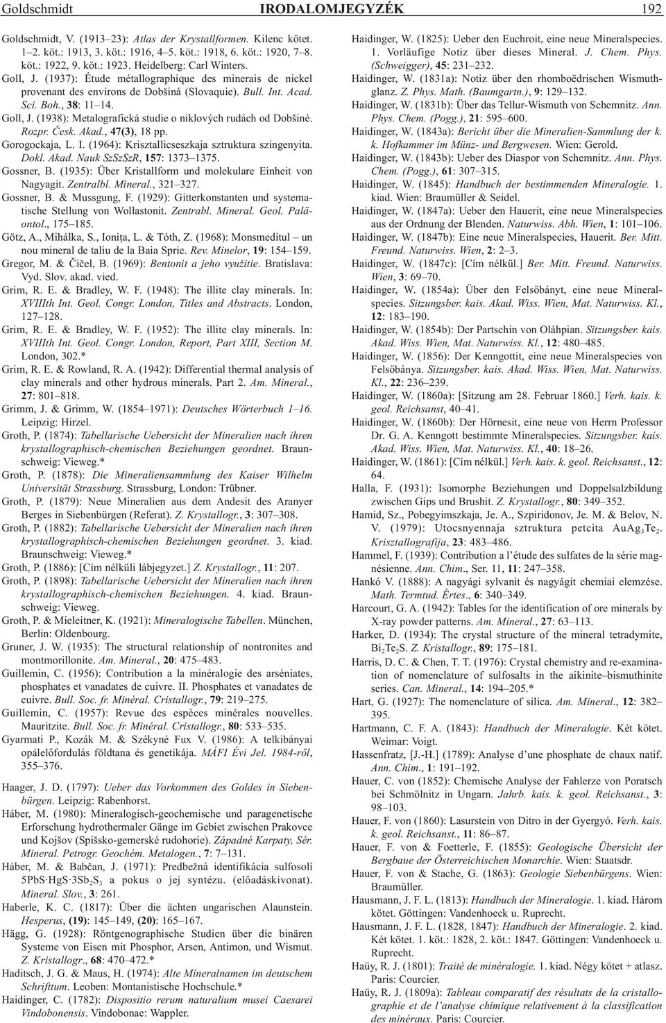 Rozpr. Èesk. Akad., 47(3), 18 pp. Gorogockaja, L. I. (1964): Krisztallicseszkaja sztruktura szingenyita. Dokl. Akad. Nauk SzSzSzR, 157: 1373 1375. Gossner, B.