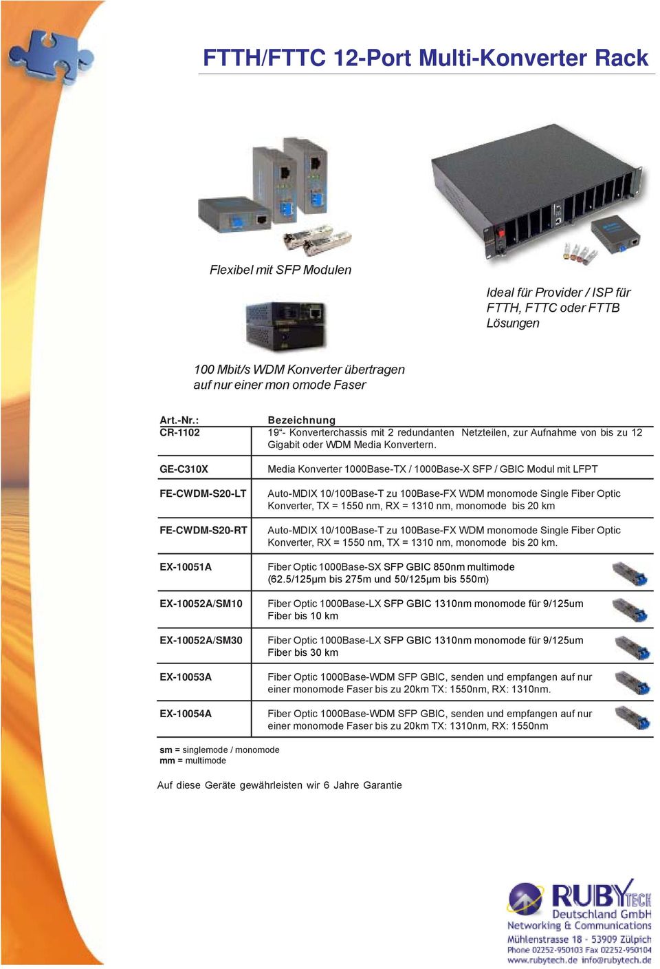 GE-C310X FE-CWDM-S20-LT FE-CWDM-S20-RT EX-10051A EX-10052A/SM10 EX-10052A/SM30 EX-10053A EX-10054A Media Konverter 1000Base-TX / 1000Base-X SFP / GBIC Modul mit LFPT Auto-MDIX 10/100Base-T zu