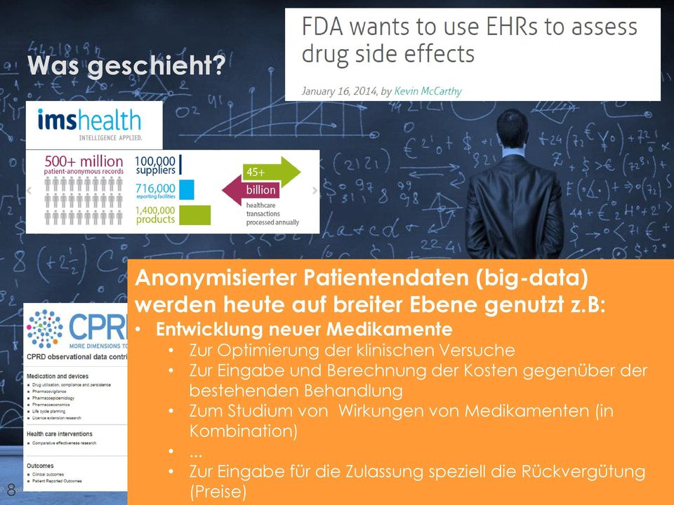 b: Entwicklung neuer Medikamente Zur Optimierung der klinischen Versuche Zur Eingabe und