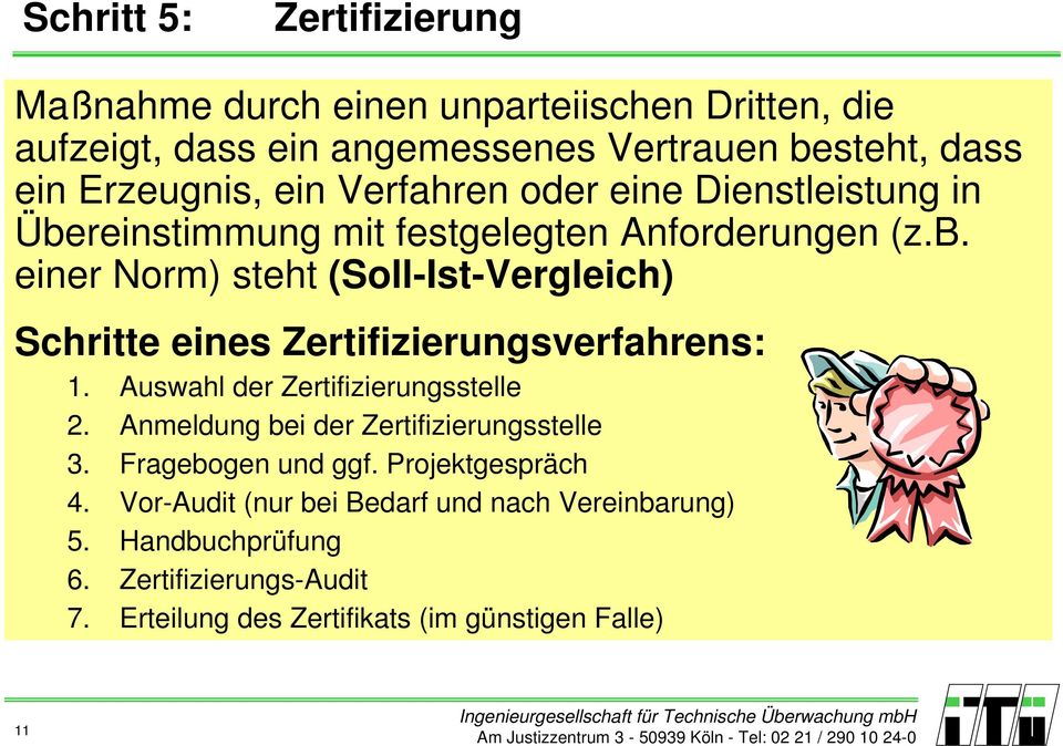 Auswahl der Zertifizierungsstelle 2. Anmeldung bei der Zertifizierungsstelle 3. Fragebogen und ggf. Projektgespräch 4.