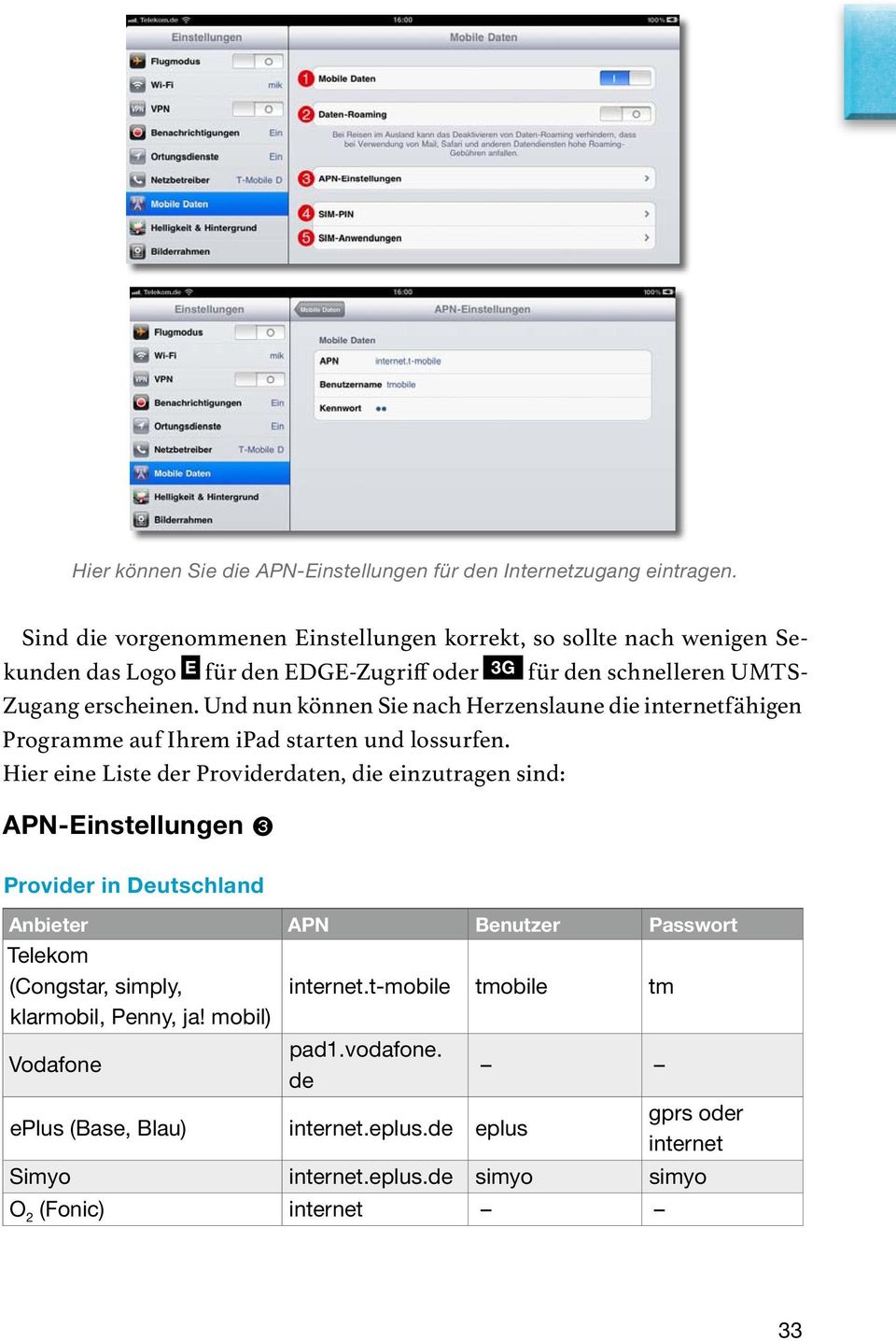 Und nun können Sie nach Herzenslaune die internetfähigen Programme auf Ihrem ipad starten und lossurfen.