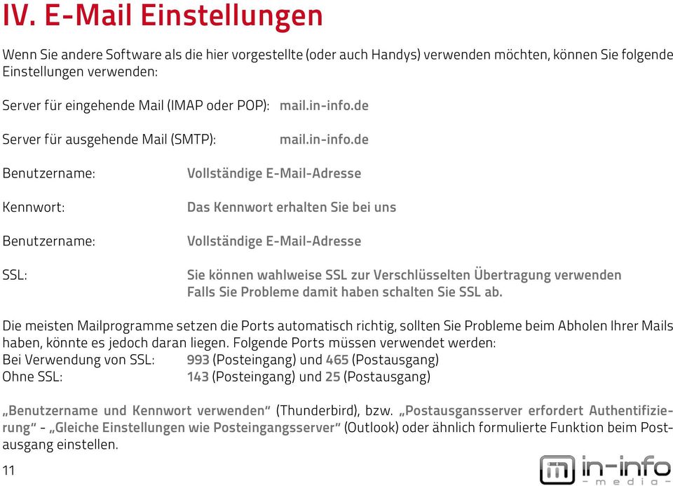 de Server für ausgehende Mail (SMTP): mail.in-info.